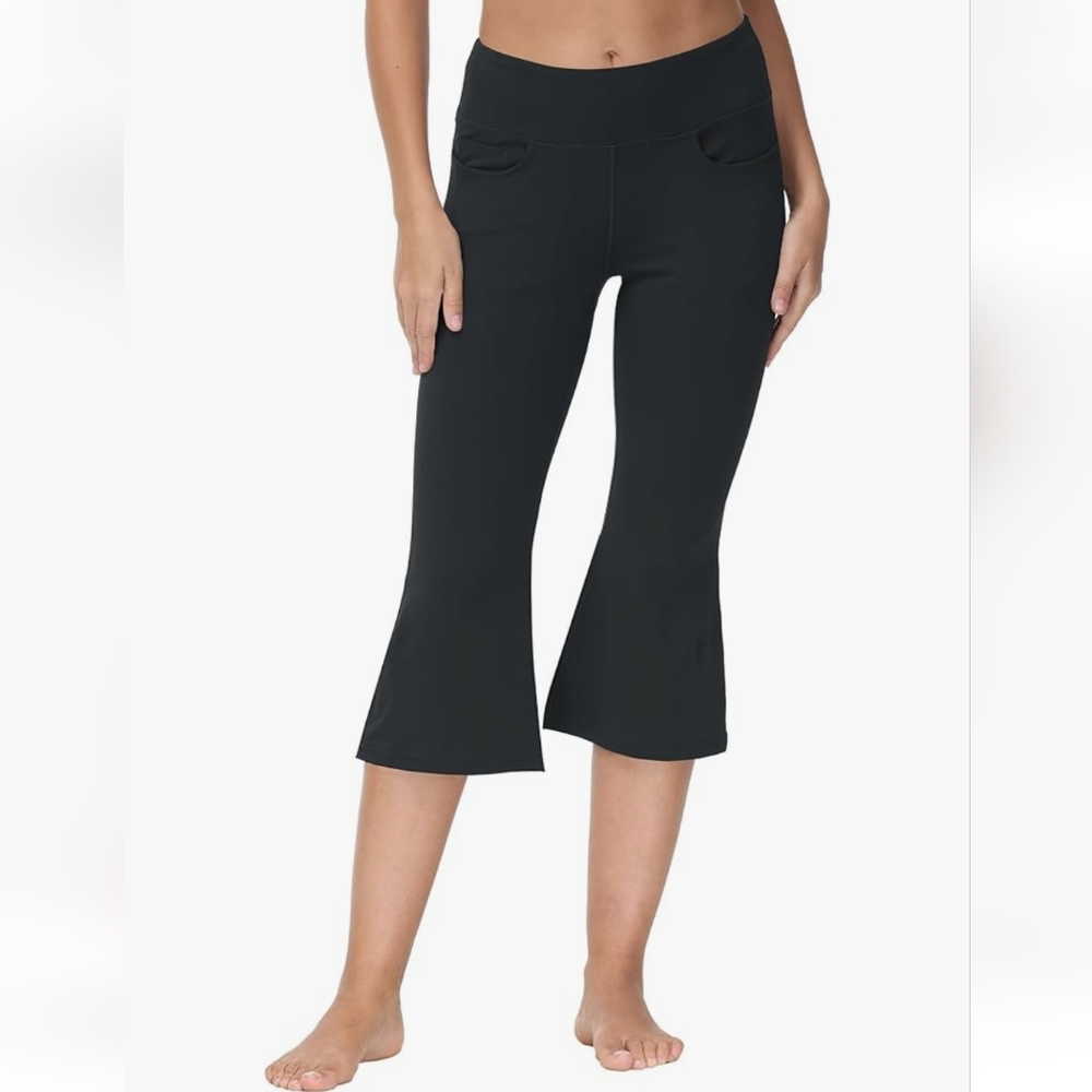 Cakulo Womens Capris Flare Pants‎ Plus Size High Waist Crop Lounge Dressy Yoga